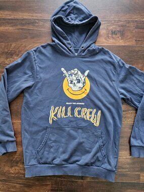 Kill Crew Enjoy the Journey Porrada Navy Blue Hoodie Sweatshirt Size Large